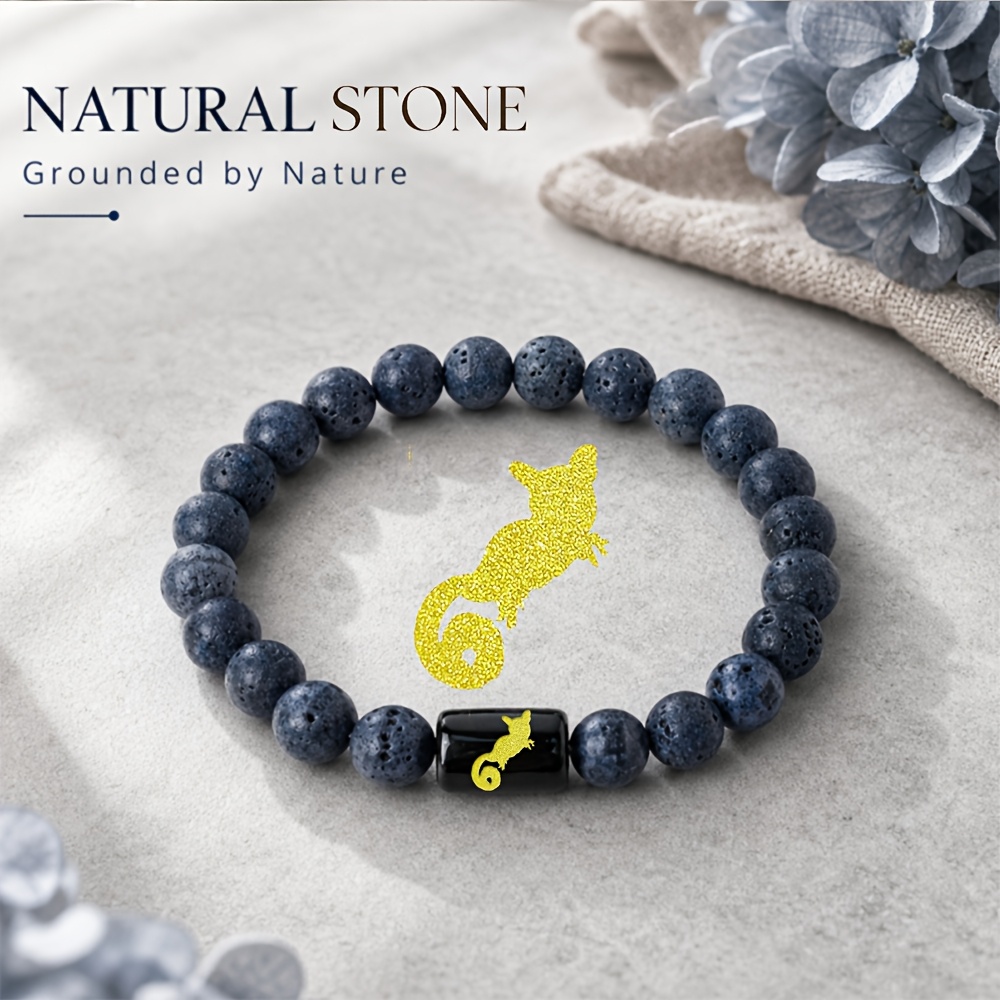 Women's Natural Stone Beaded Bracelet with Sugar Glider Charm